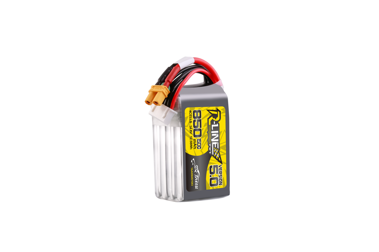 Tattu R-Line Version 5.0 850mAh 4S 14.8V 150C Lipo Battery Pack with XT30U-F Plug
