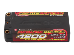 Gens ace Redline 2.0 Series 4200mAh 2S 140C 7.6V HardCase 111# HV Shorty Lipo Battery with 5.0mm bullet