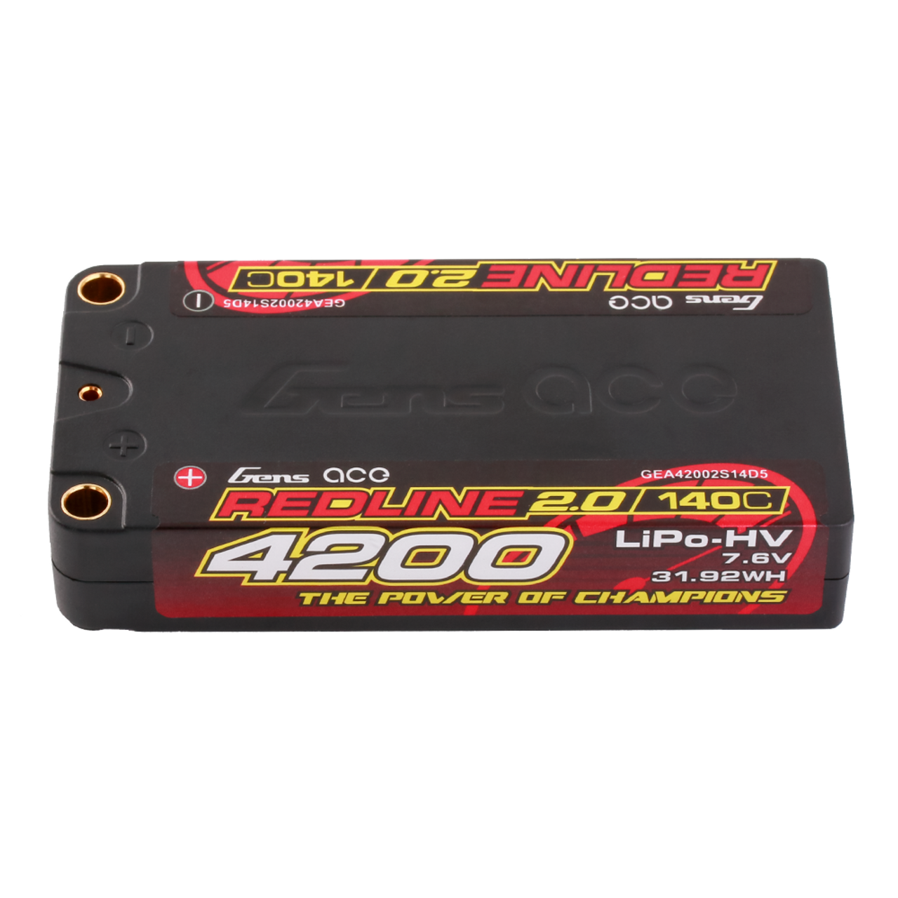 Gens ace Redline 2.0 Series 4200mAh 2S 140C 7.6V HardCase 111# HV Shorty Lipo Battery with 5.0mm bullet