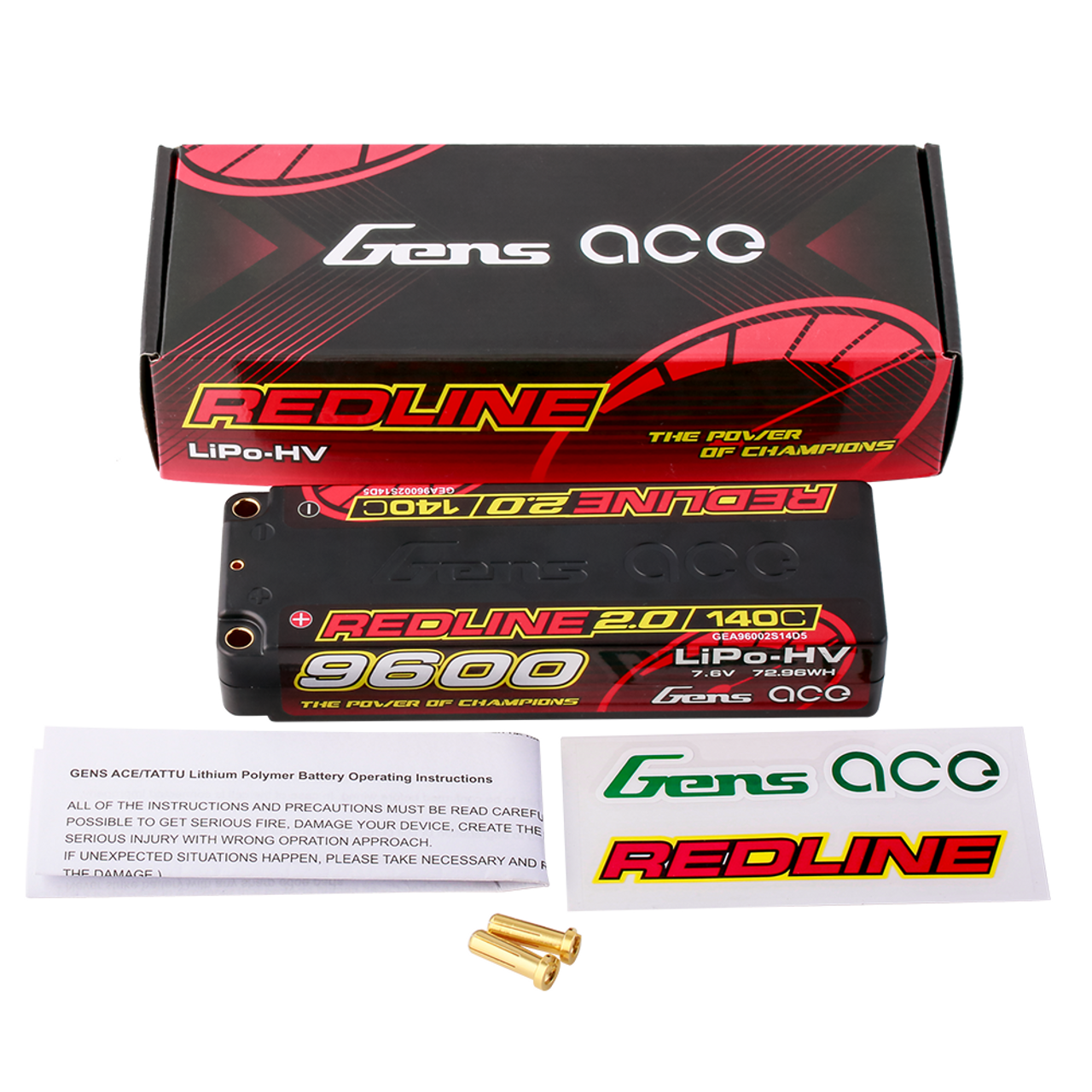 Gens ace 9600mAh 2S 7.6V 140C HardCase 58# Redline 2.0 Series Lipo Battery with 5.0mm bullet - Image 5