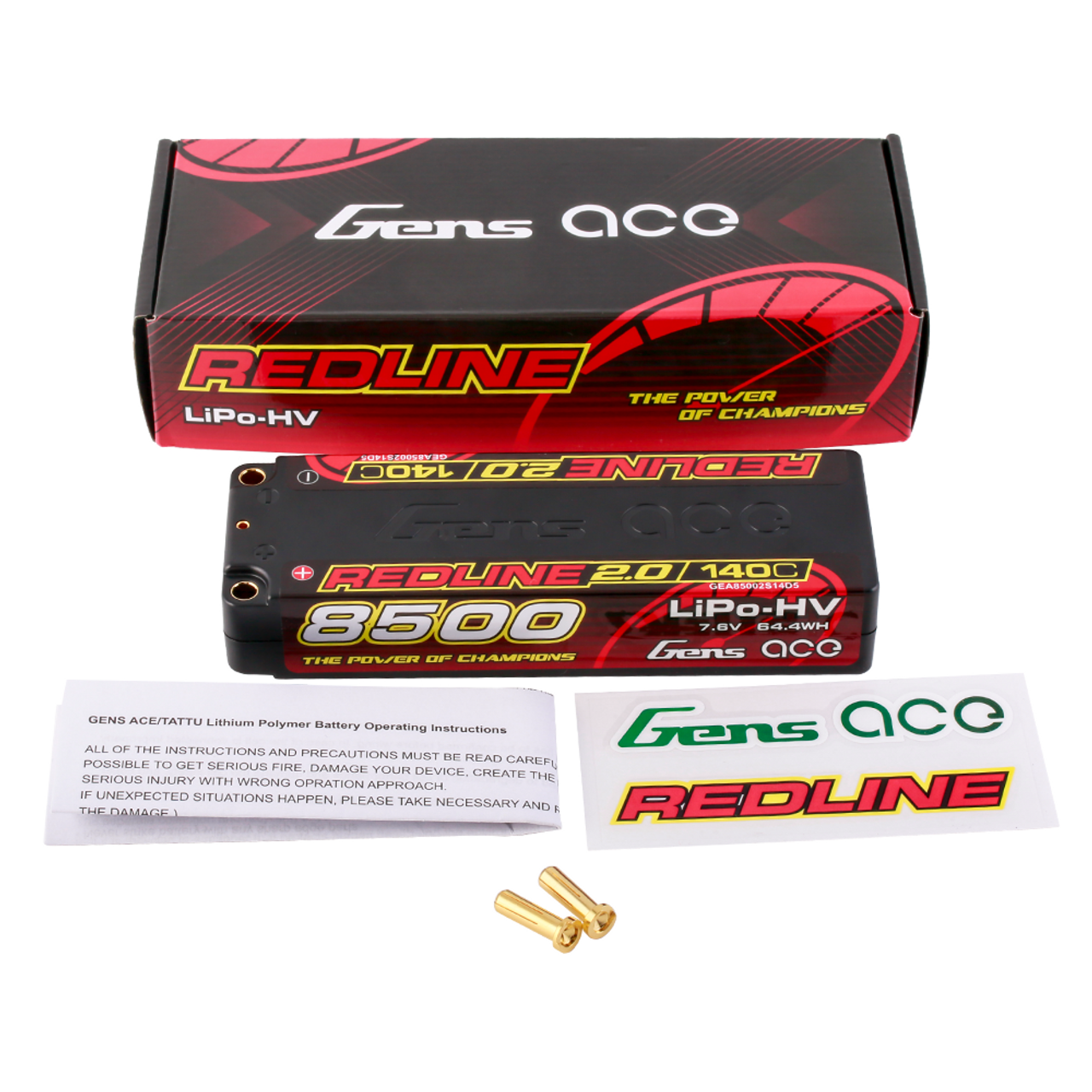 Gens ace 8500mAh 2S 7.6V 140C HardCase 58# Redline 2.0 Series Lipo Battery with 5.0mm bullet - Image 4
