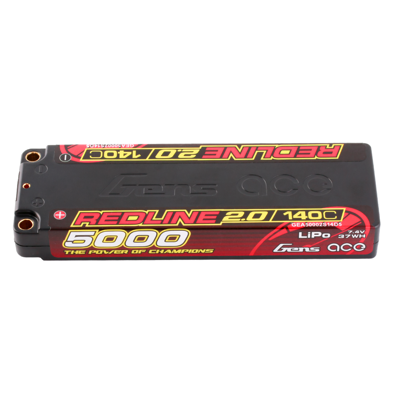 Gens ace 5000mAh 2S 7.4V 140C HardCase 56# Redline 2.0 Series Lipo Battery with 5.0mm bullet