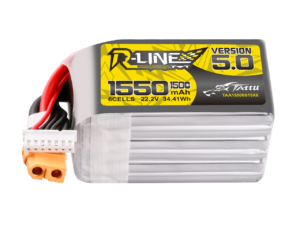 Tattu R-Line Version 5.0 1550mAh 6S 150C 22.2V Lipo Battery Pack with XT60 Plug