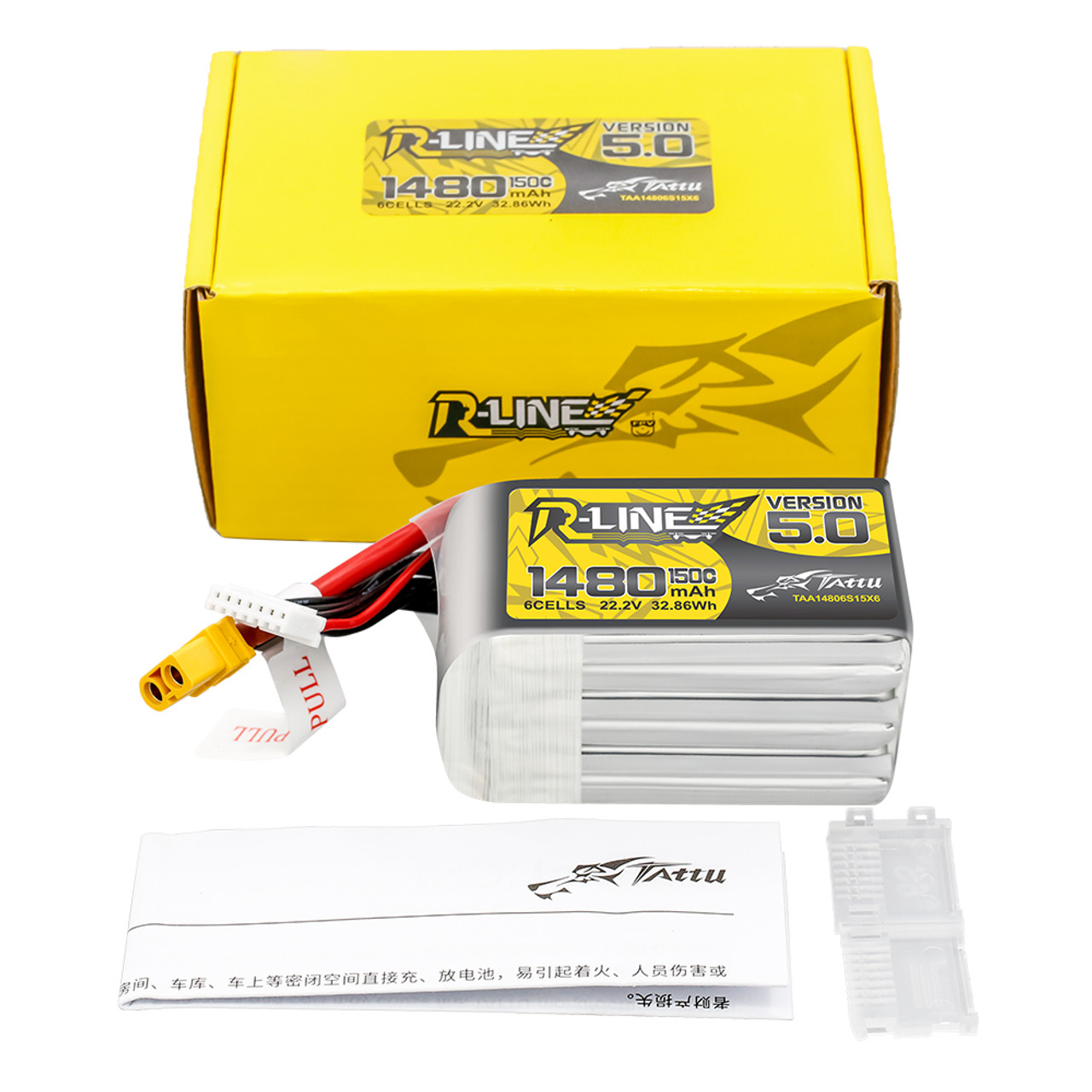 Tattu R-Line Version 5.0 1480mAh 6S 150C 22.2V Lipo Battery Pack with XT60 Plug - Image 5