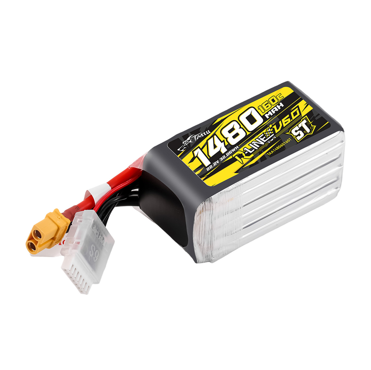 Tattu R-Line Version 6.0 1480mAh 160C 6S 22.2V ST Lipo Battery Pack with XT60 Plug - Image 2