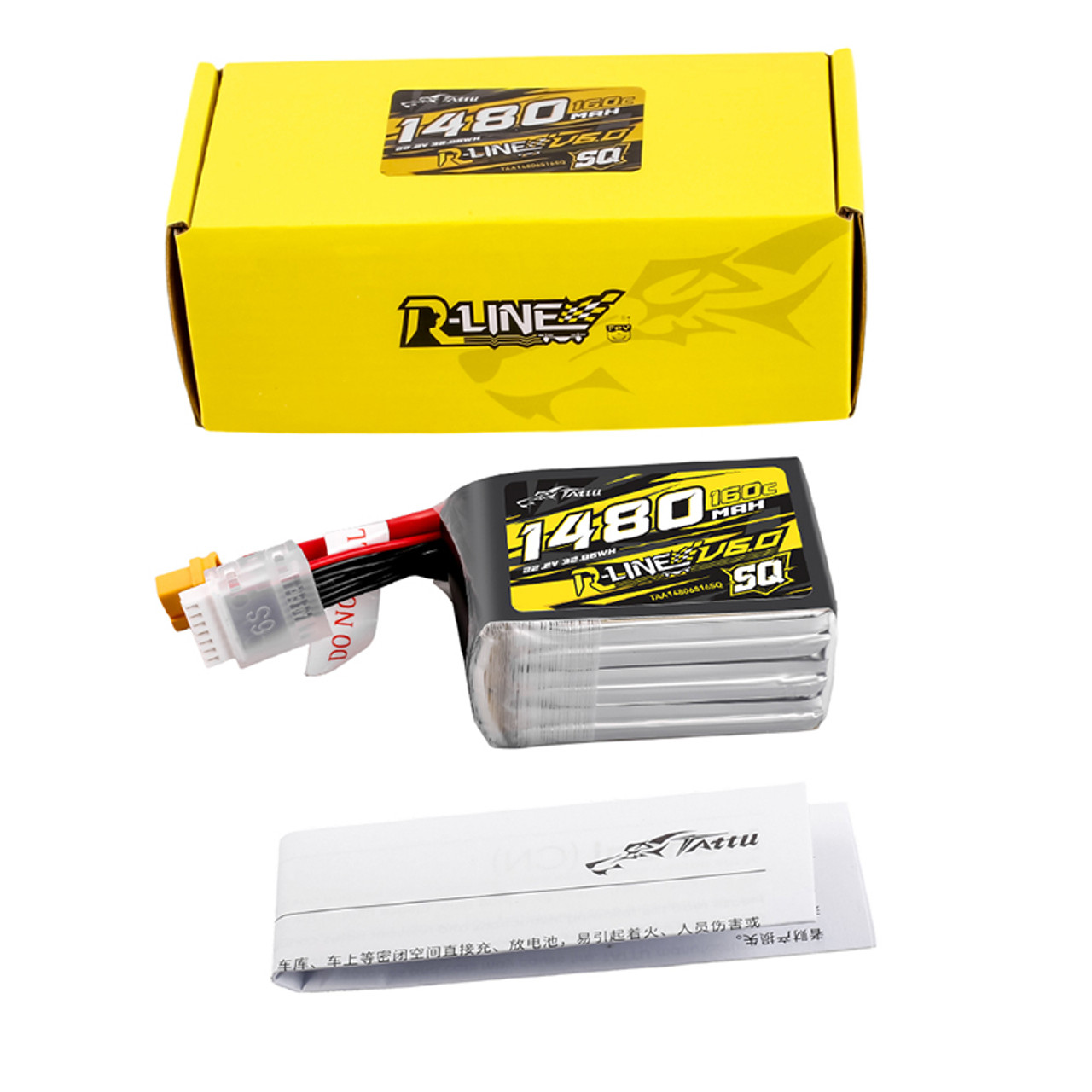 Tattu R-Line Version 6.0 1480mAh 160C 6S 22.2V SQ Lipo Battery Pack with XT60 Plug - Image 5