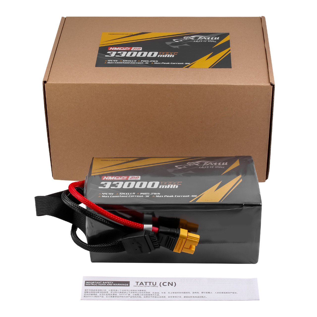 Tattu Semi-solid State 350Wh/kg 33000mAh 10C 44.4V 12S1P Lipo Battery Pack with AS150U-F plug - Image 5
