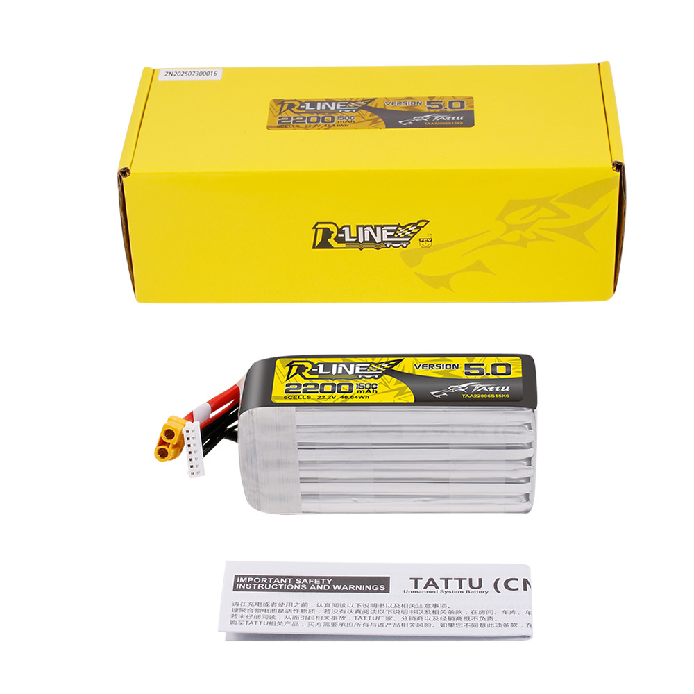 Tattu 2200mah 6S 150C 22.2V R-Line Lipo Battery with XT60 Plug - Image 5