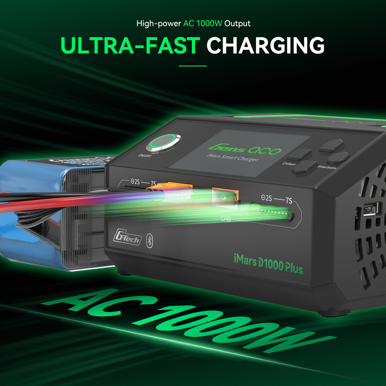 Gens ace iMars D1000 Plus Smart Charger | Bluetooth App Control | Dual Channel | G-Tech - Image 5