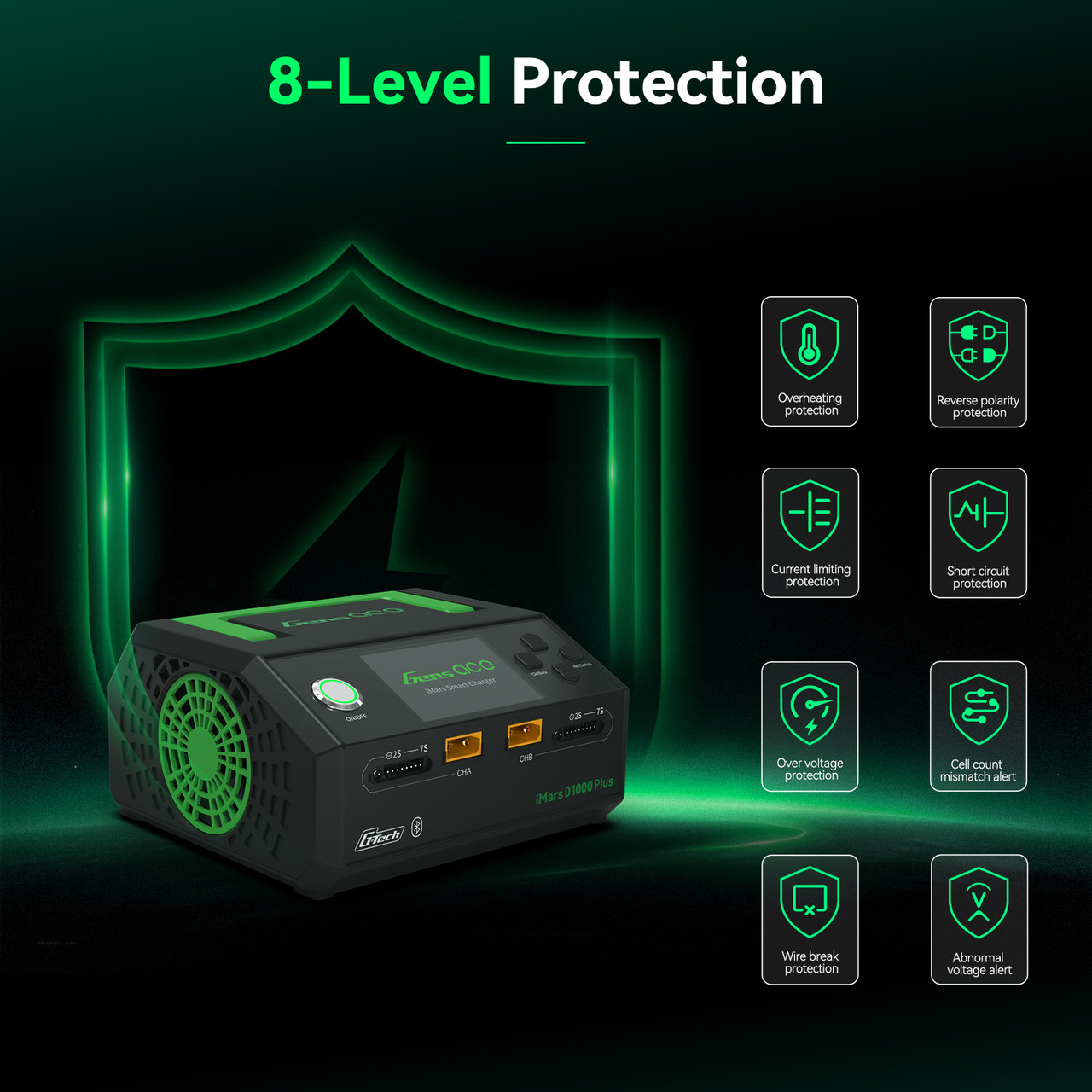 Gens ace iMars D1000 Plus Smart Charger | Bluetooth App Control | Dual Channel | G-Tech - Image 6