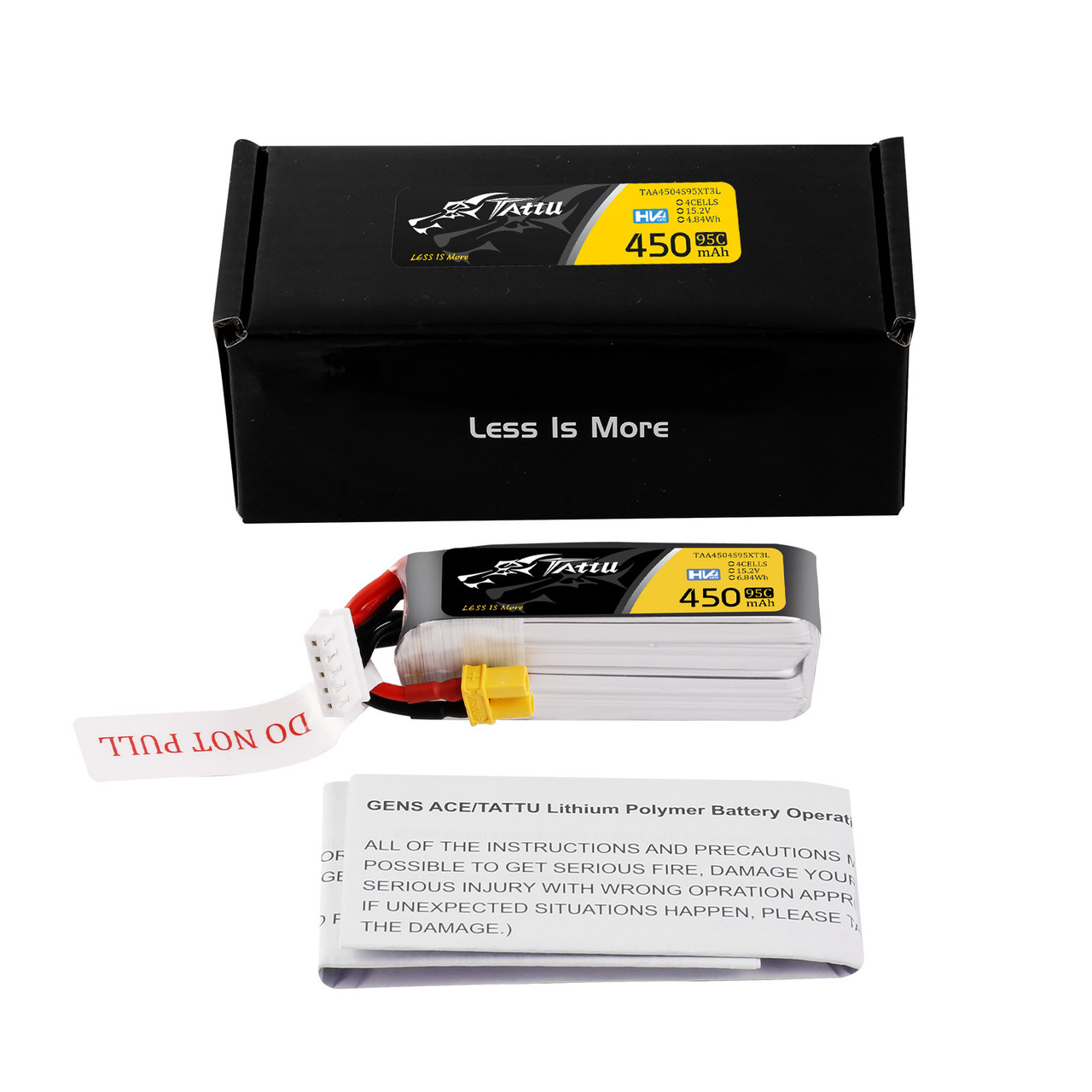 Tattu 450mAh 4S 95C 15.2V HV Lipo Battery Pack with XT30 Plug - Long Size - Image 2