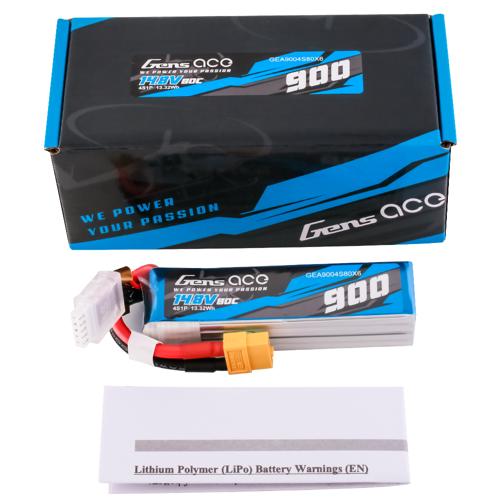 Gens ace 900mAh 4S 80C 14.8V Lipo Battery Pack with XT60 Plug - Image 5