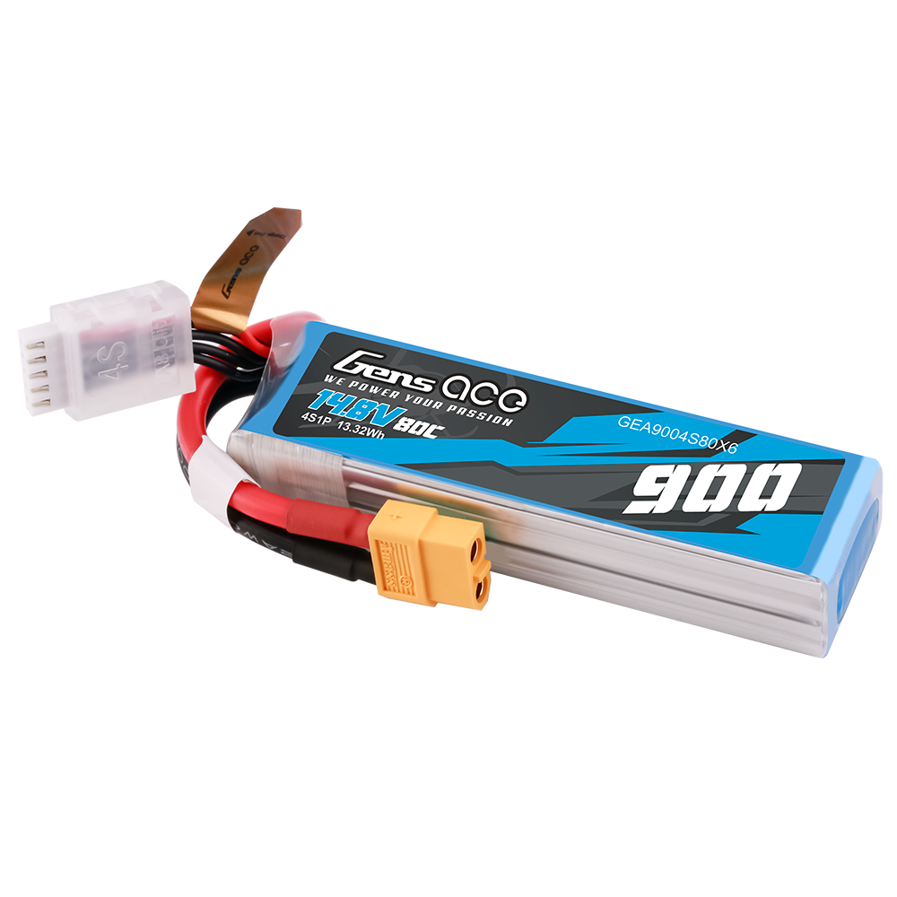 Gens ace 900mAh 4S 80C 14.8V Lipo Battery Pack with XT60 Plug - Image 3