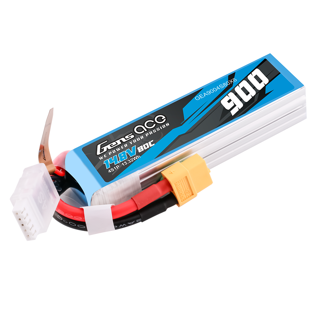 Gens ace 900mAh 4S 80C 14.8V Lipo Battery Pack with XT60 Plug - Image 2