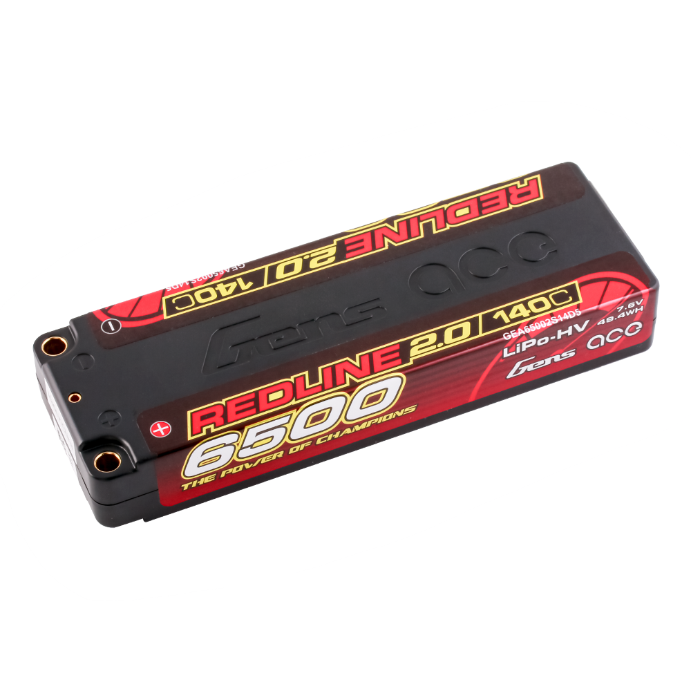 Gens ace 6500mAh 2S 140C 7.6V(HV) Lipo Battery | 5.0mm bullet | Redline 2.0 - Image 3