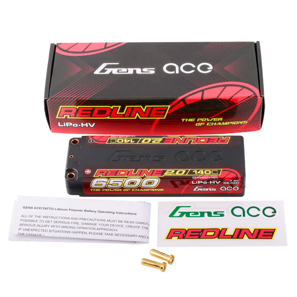 Gens ace 6500mAh 2S 140C 7.6V(HV) Lipo Battery | 5.0mm bullet | Redline 2.0 - Image 5
