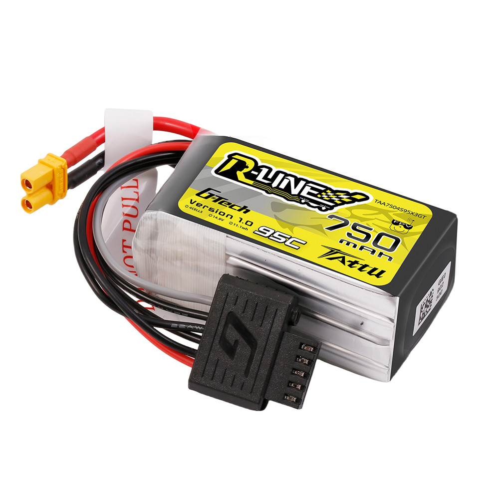 Tattu 750mAh 4S 95C 14.8V Lipo Battery | XT30 Plug | R-Line 1.0