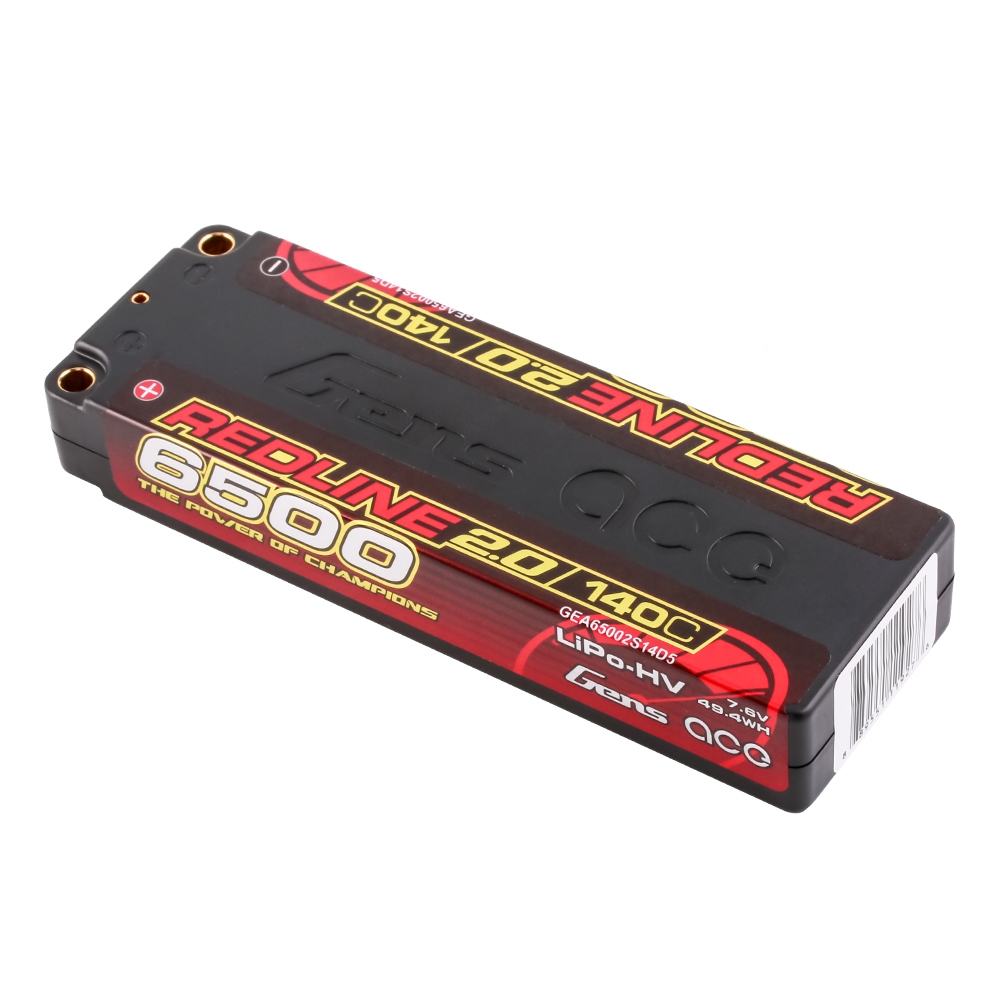 Gens ace 6500mAh 2S 140C 7.6V(HV) Lipo Battery | 5.0mm bullet | Redline 2.0 - Image 2
